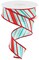 RG Ribbon: 1.5" Peppermint Stripes Wired Edge Ribbon - 10 Yards - Icy Blue, Red - For Christmas Bows, Wreaths, Crafts, and Decorations